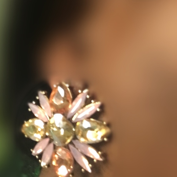 Large Multicolor Rhinestone Earrings - Picture 2 of 5